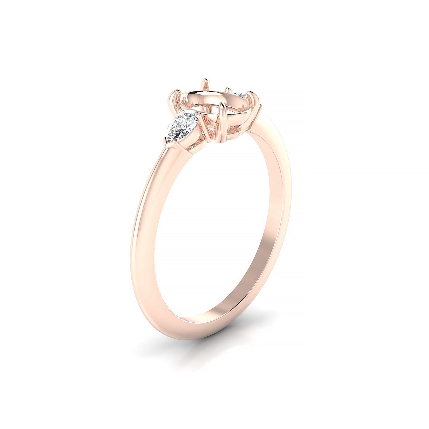 Water Oval 1-1.99 ct | 18k Rose Gold Side Stones Ring