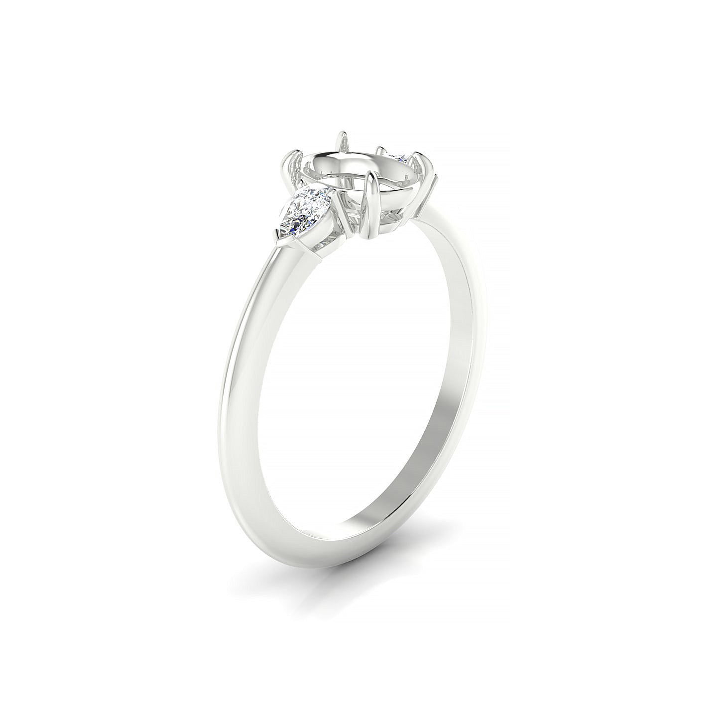 Water Oval 1-1.99 ct | 18k White Gold Side Stones Ring