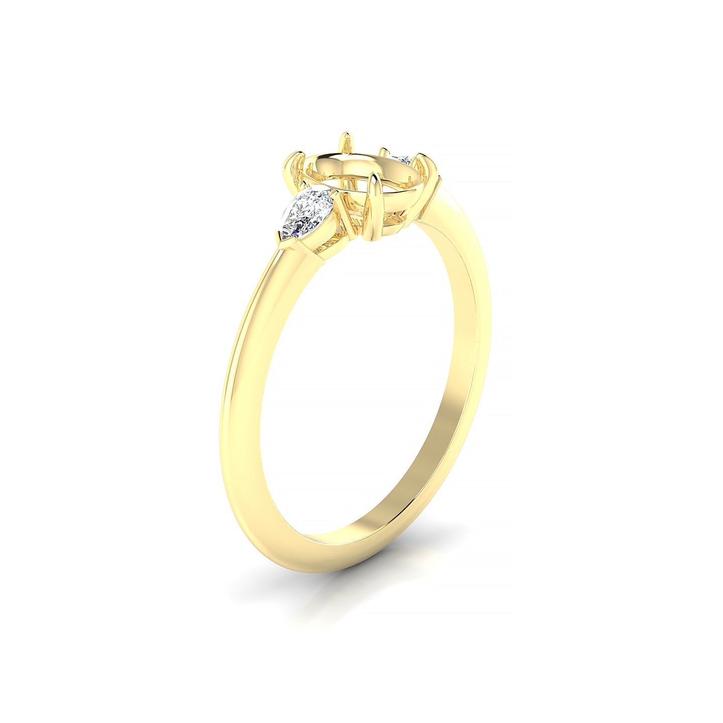 Water Oval 1-1.99 ct | 18k Yellow Gold Side Stones Ring
