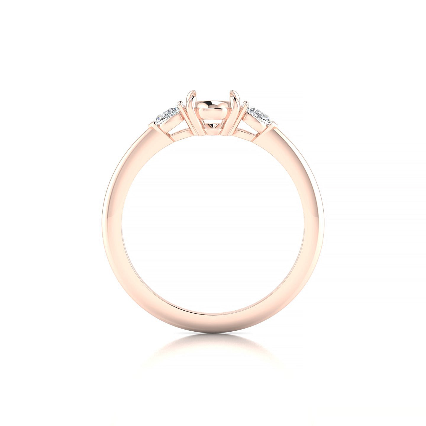 Water Oval 1-1.99 ct | 18k Rose Gold Side Stones Ring