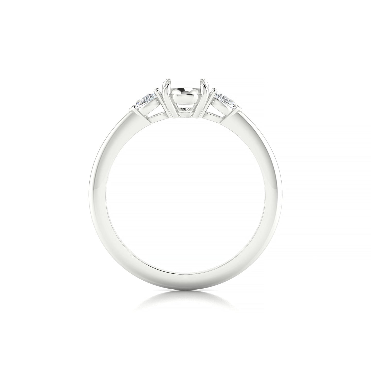 Water Oval 1-1.99 ct | 18k White Gold Side Stones Ring