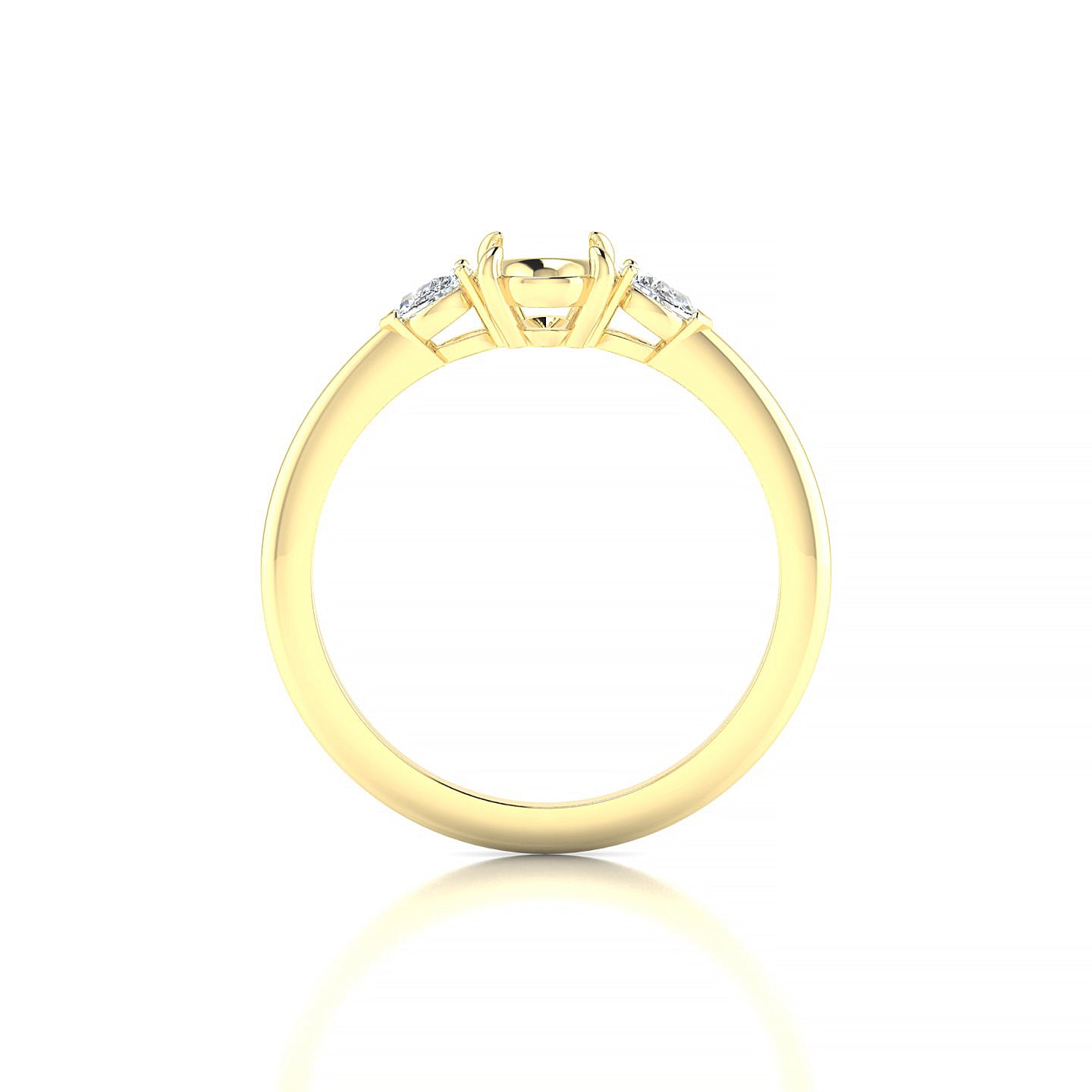 Water Oval 1-1.99 ct | 18k Yellow Gold Side Stones Ring