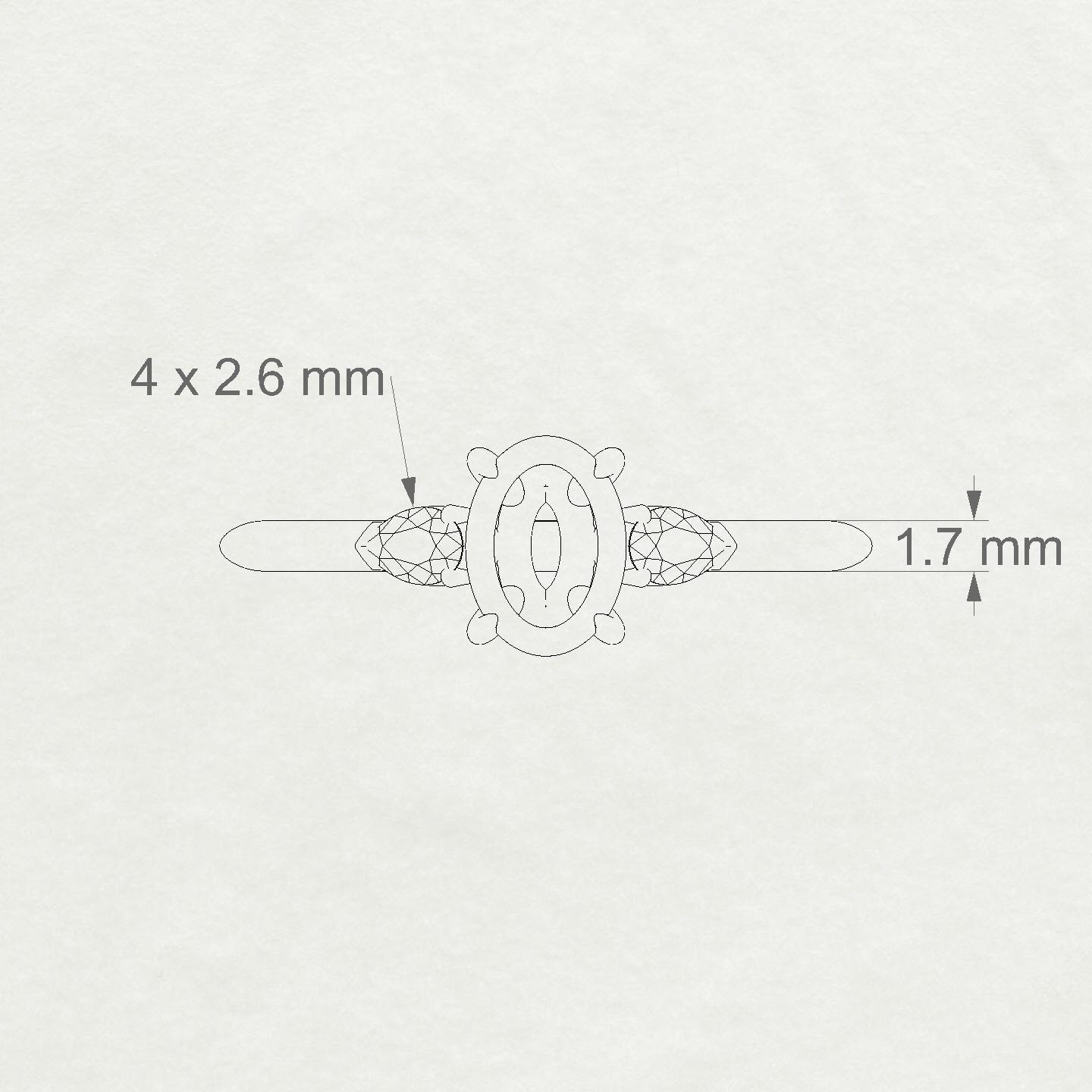 Water Oval 1-1.99 ct | 18k Rose Gold Side Stones Ring