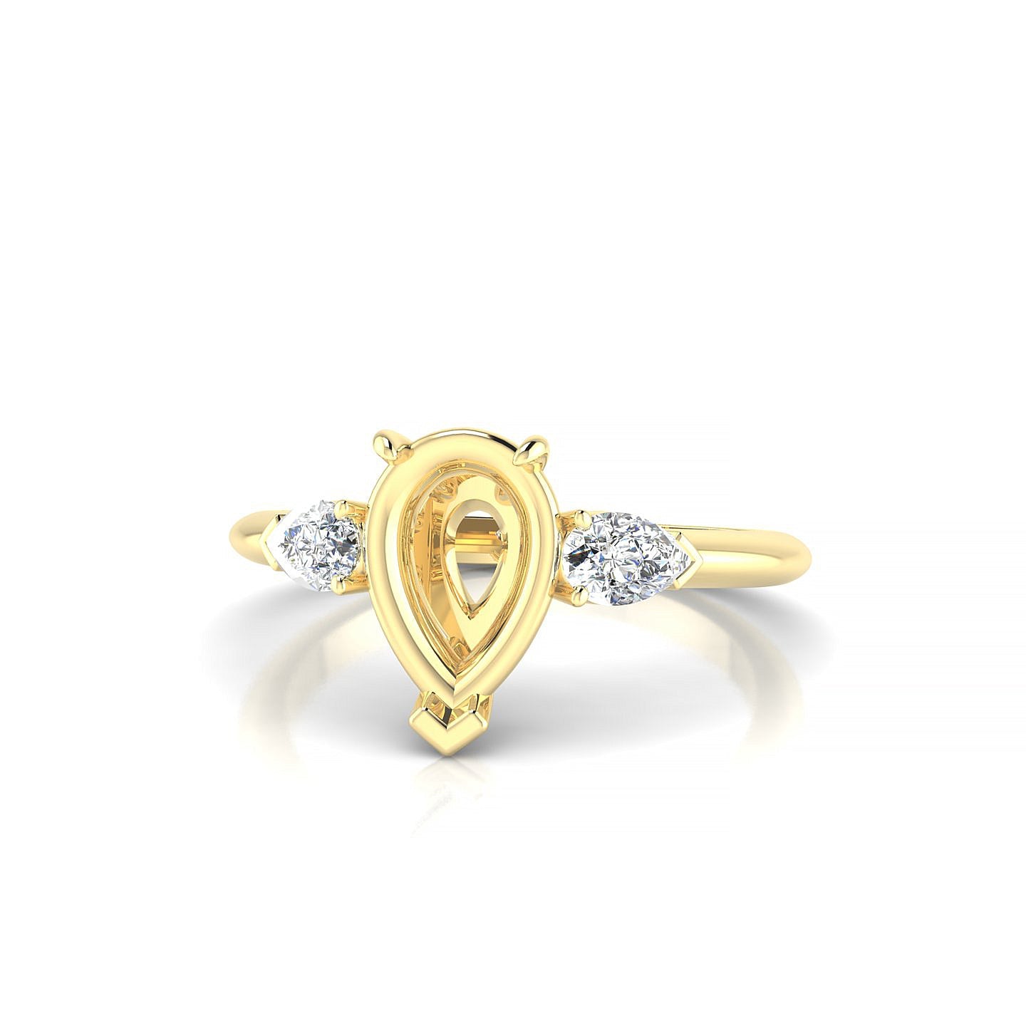 Water Pear 2-2.99 ct | 18k Yellow Gold Side Stones Ring