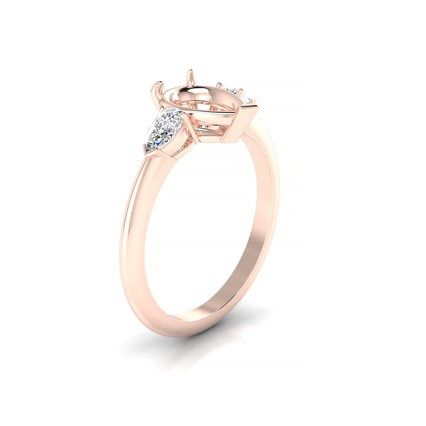 Water Pear 2-2.99 ct | 18k Rose Gold Side Stones Ring