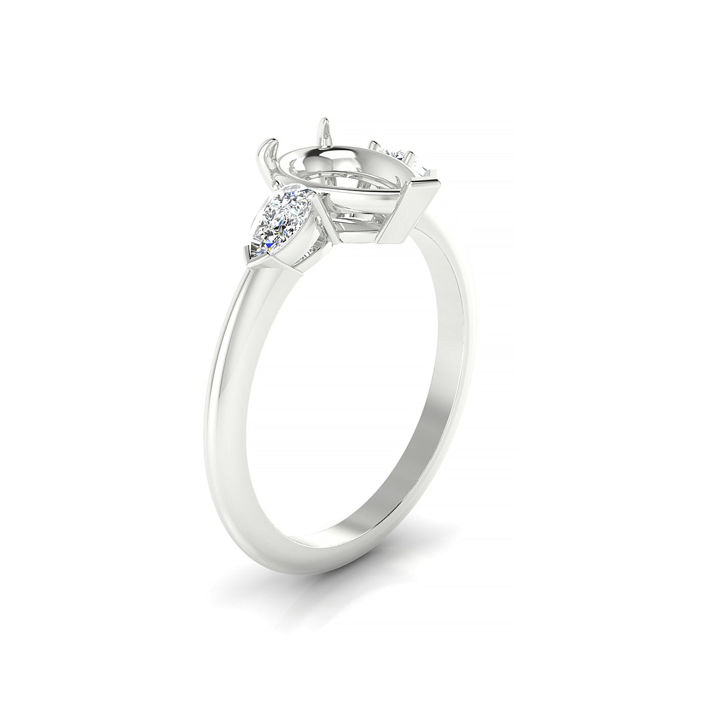 Water Pear 2-2.99 ct | 18k White Gold Side Stones Ring