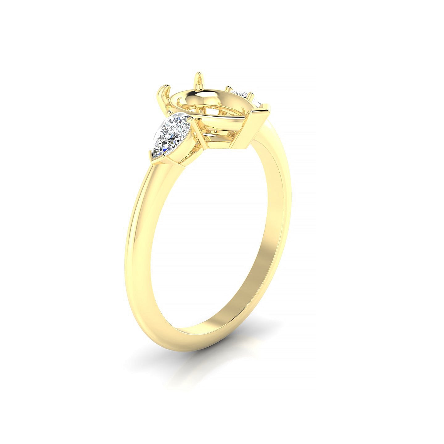 Water Pear 2-2.99 ct | 18k Yellow Gold Side Stones Ring