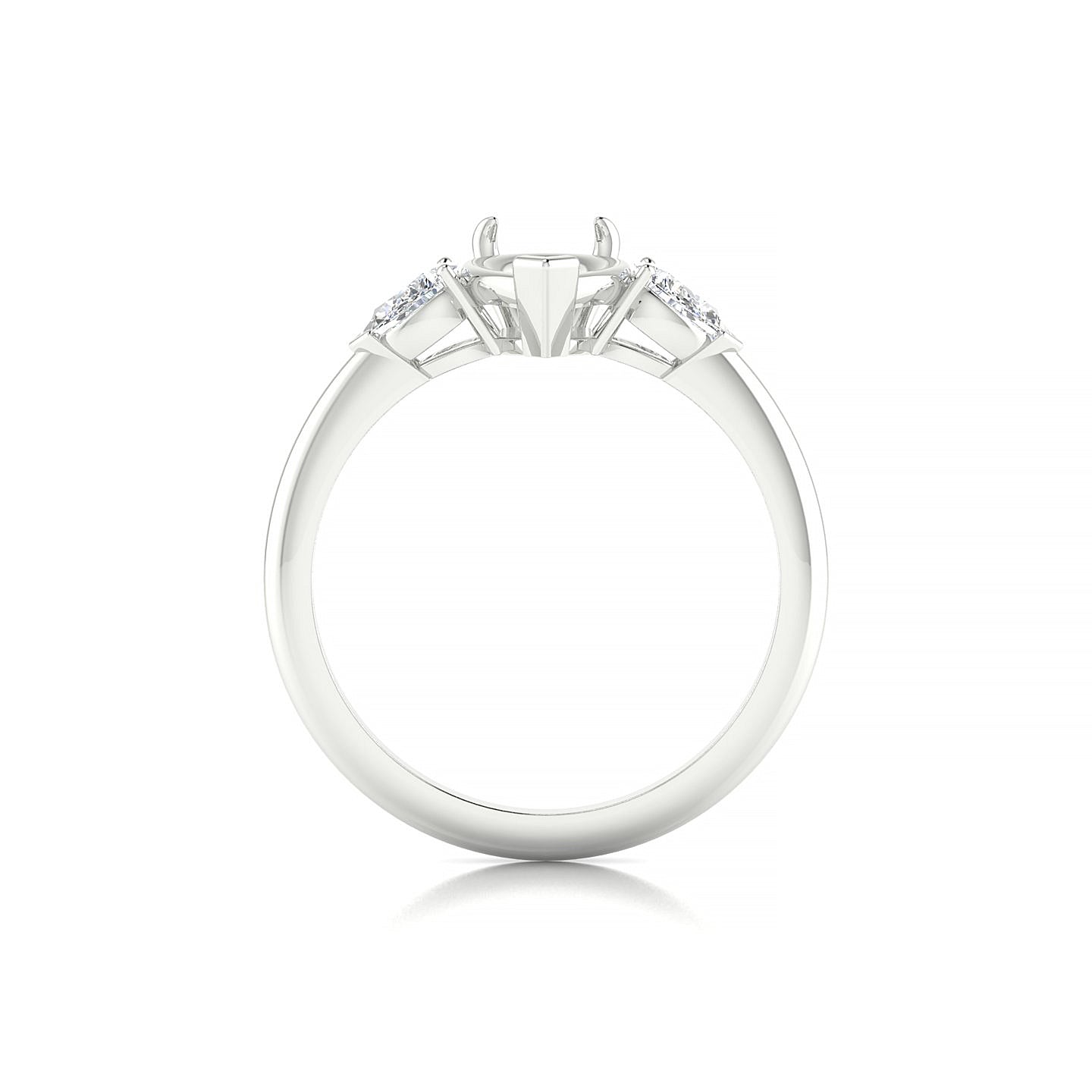 Water Pear 2-2.99 ct | 18k White Gold Side Stones Ring