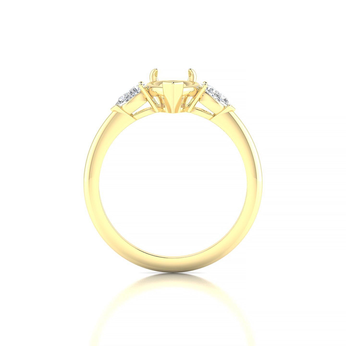 Water Pear 2-2.99 ct | 18k Yellow Gold Side Stones Ring