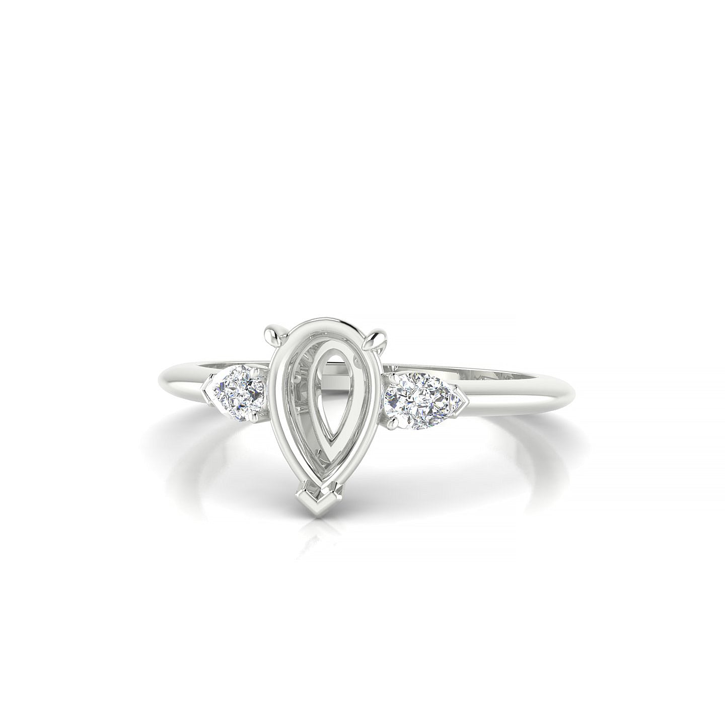 Water Pear 1-1.99 ct | 18k White Gold Side Stones Ring