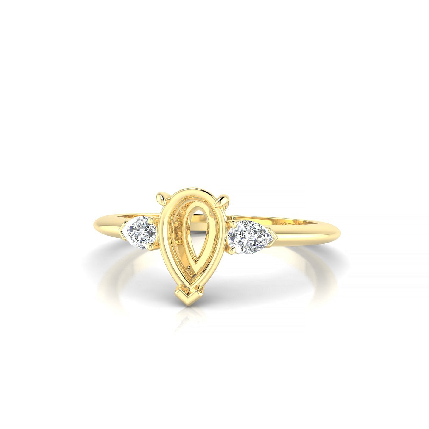 Water Pear 1-1.99 ct | 18k Yellow Gold Side Stones Ring