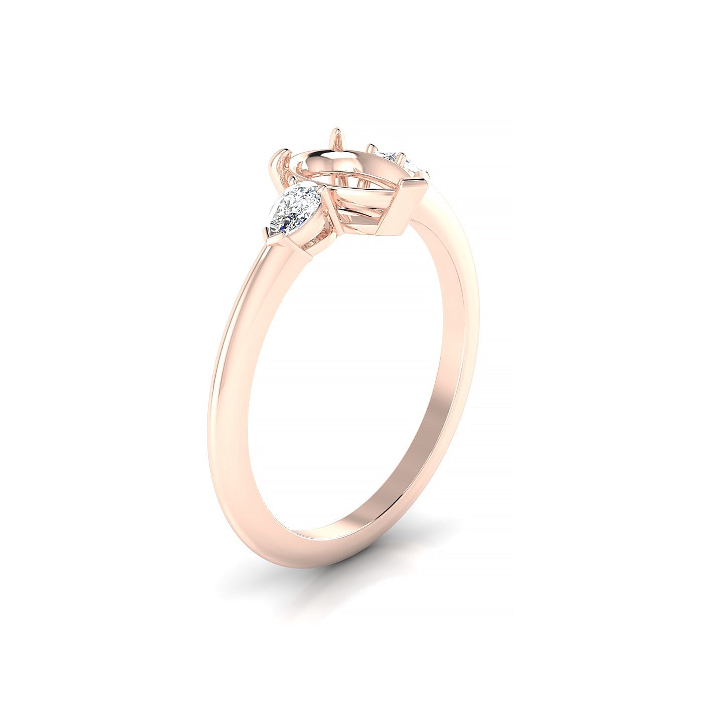 Water Pear 1-1.99 ct | 18k Rose Gold Side Stones Ring