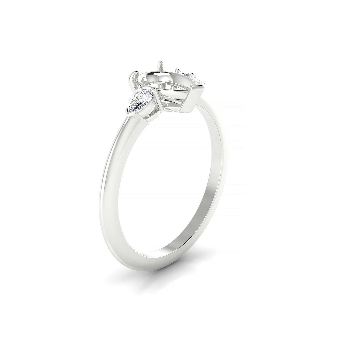 Water Pear 1-1.99 ct | 18k White Gold Side Stones Ring