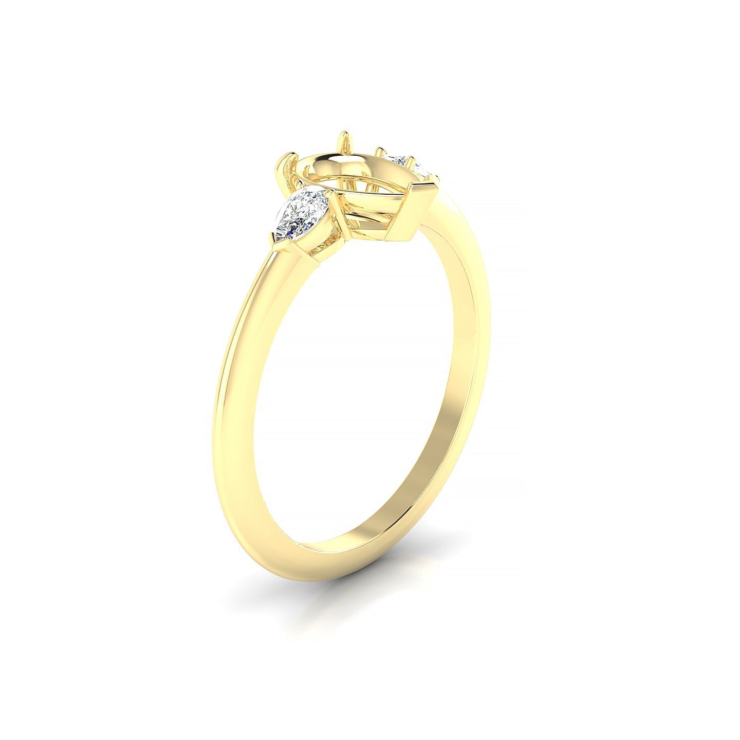 Water Pear 1-1.99 ct | 18k Yellow Gold Side Stones Ring