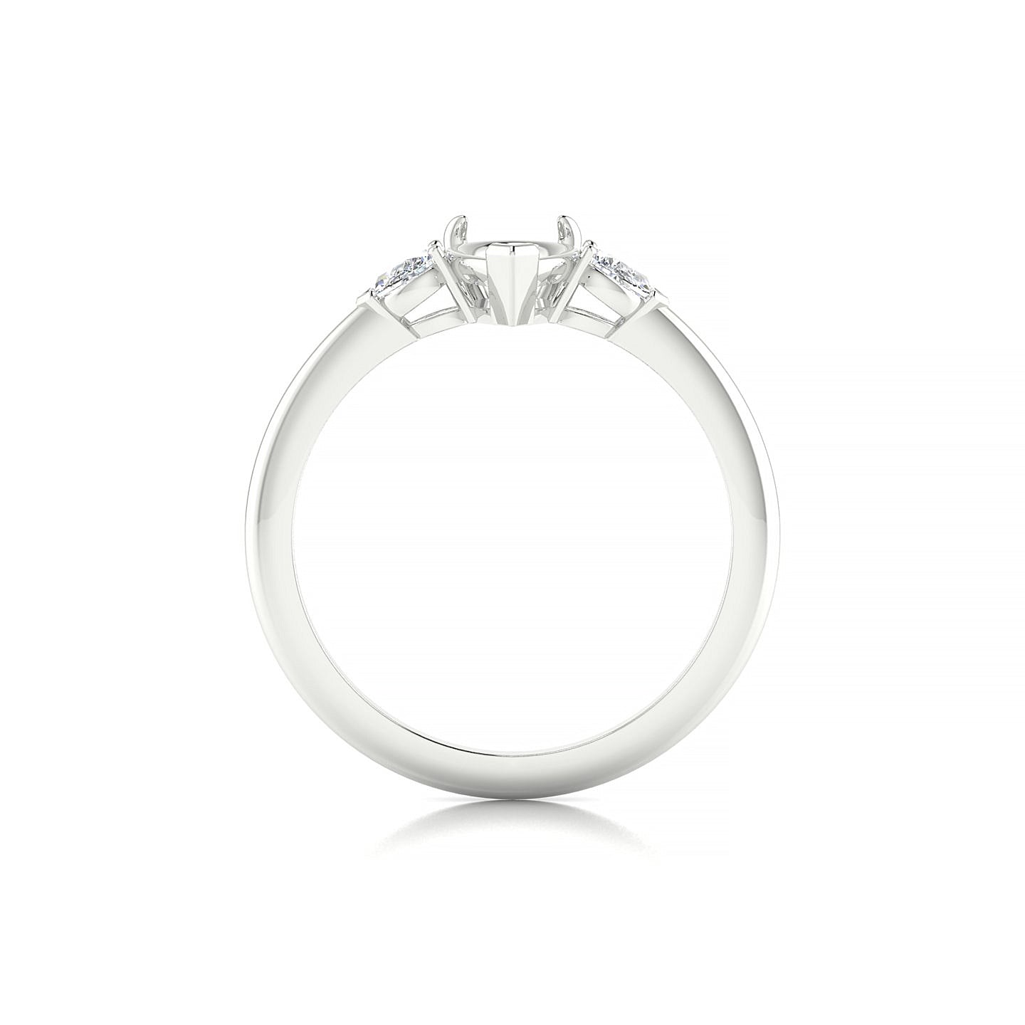 Water Pear 1-1.99 ct | 18k White Gold Side Stones Ring