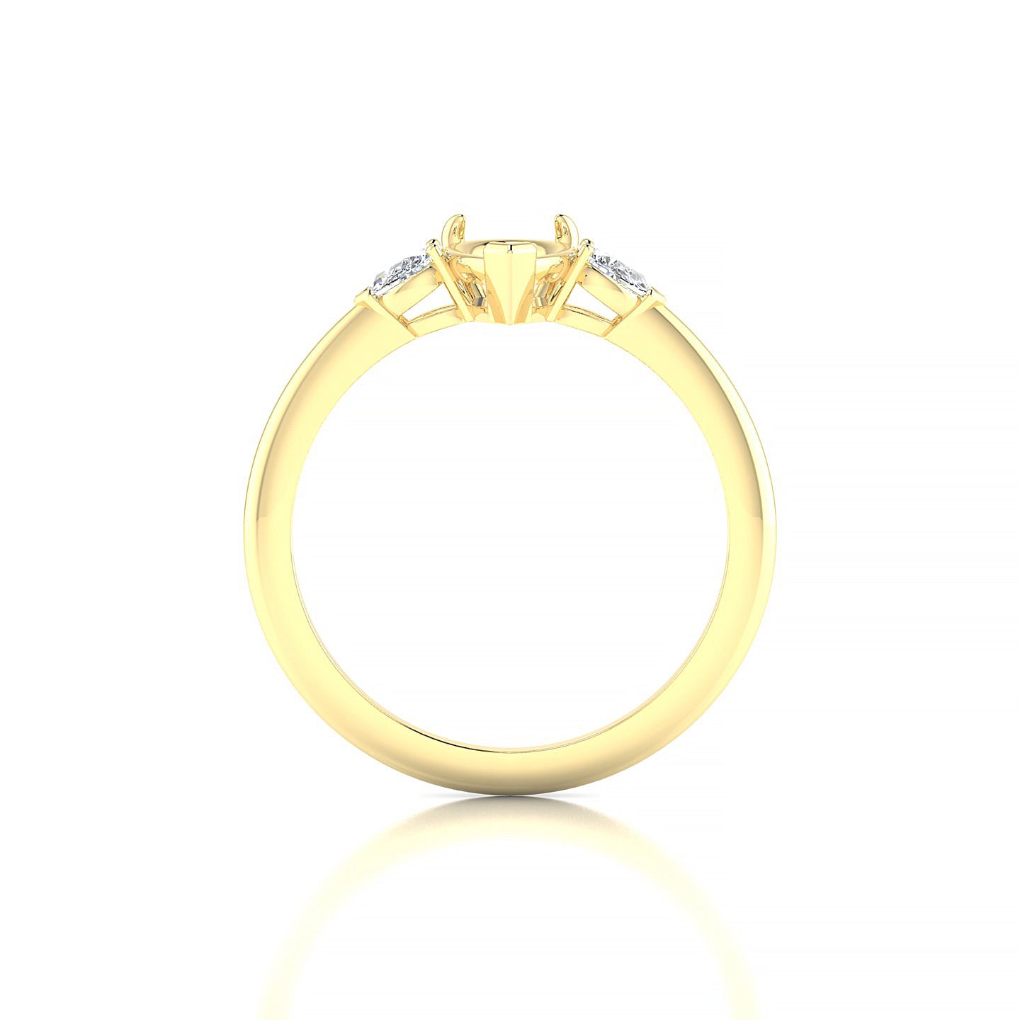 Water Pear 1-1.99 ct | 18k Yellow Gold Side Stones Ring
