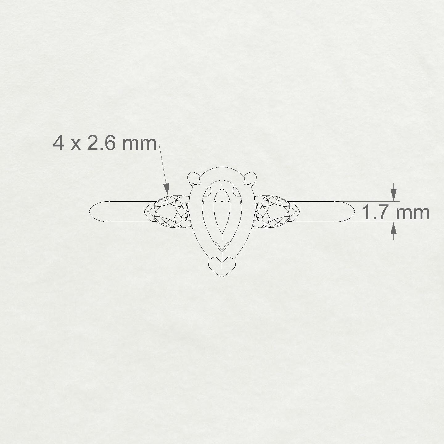 Water Pear 1-1.99 ct | 18k Rose Gold Side Stones Ring