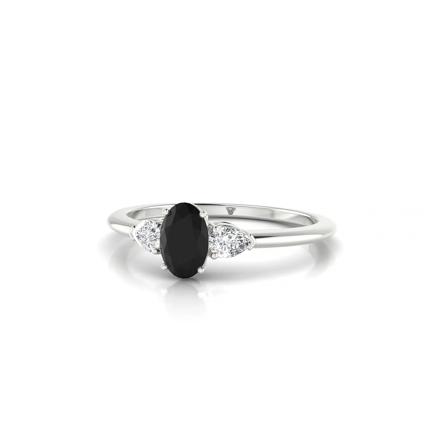 Water | 18k White Gold 6 x 4 mm Oval Black Diamond Ring