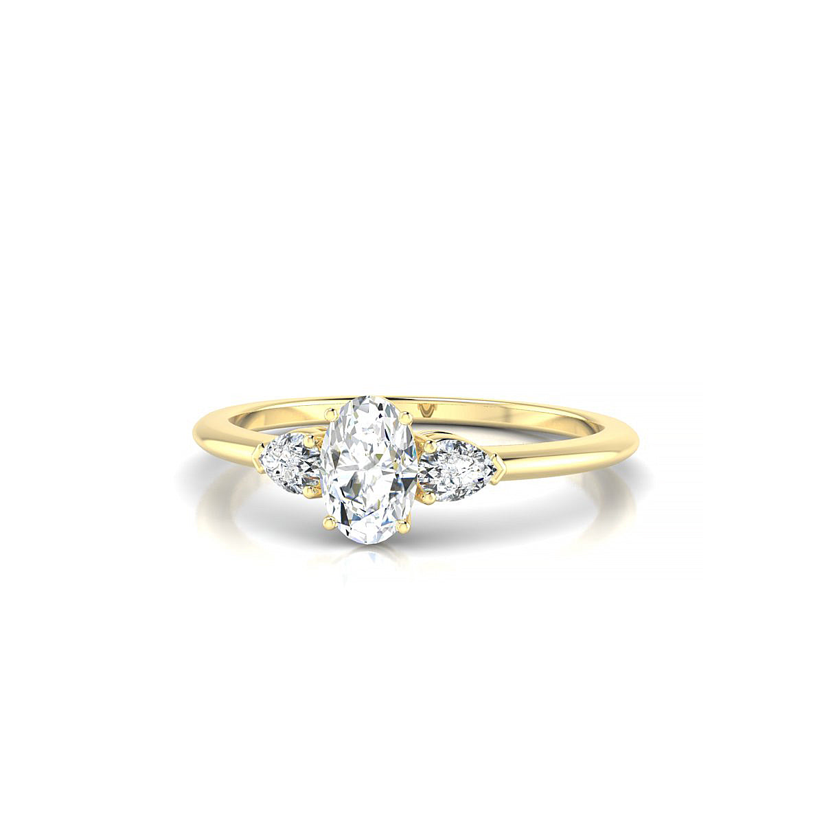 Water | 18k Yellow Gold 6 x 4 mm Oval Diamond Ring
