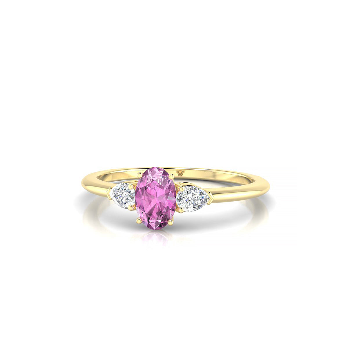 Water | 18k Yellow Gold 6 x 4 mm Oval Pink Sapphire Ring