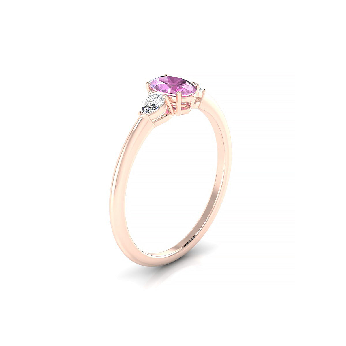 Water | 18k Rose Gold 6 x 4 mm Oval Pink Sapphire Ring