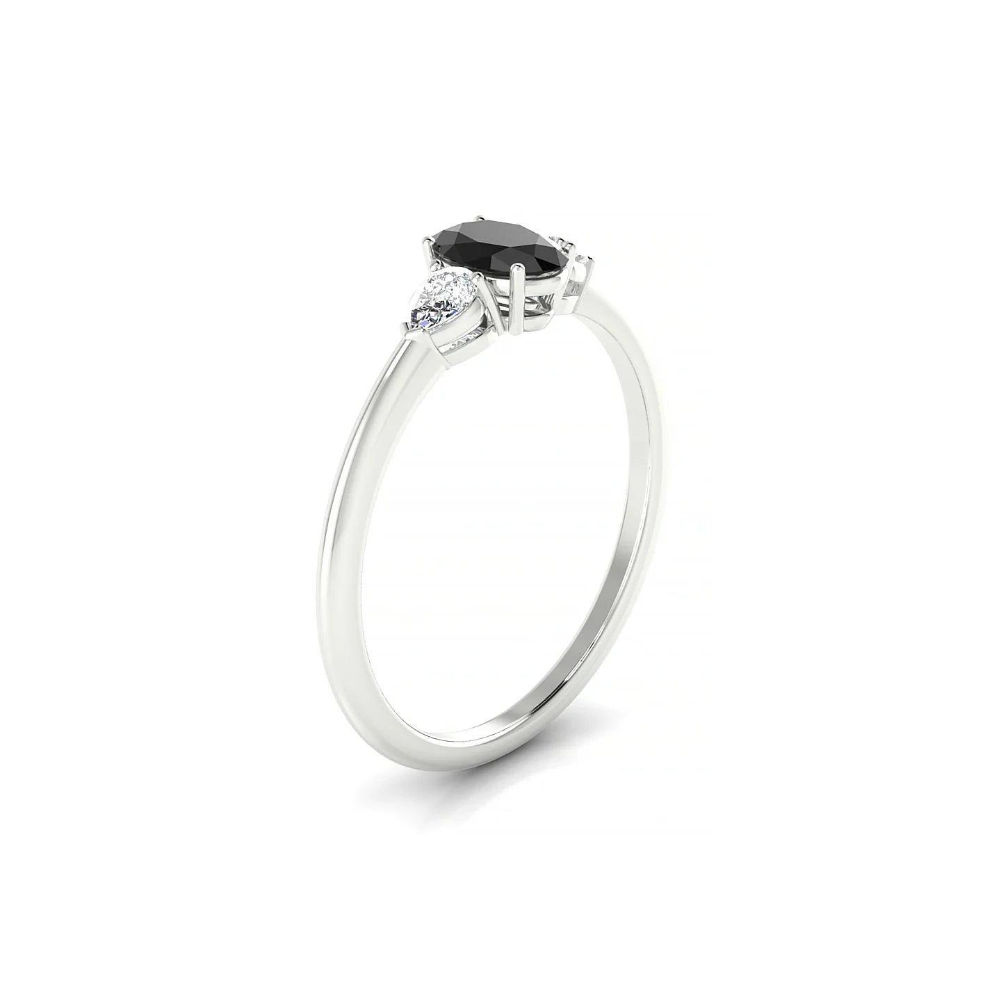 Water | 18k White Gold 6 x 4 mm Oval Black Diamond Ring