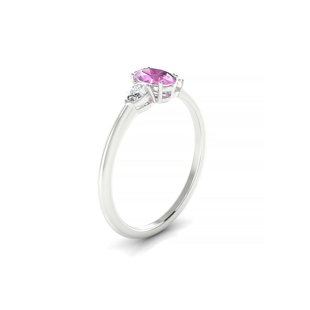 Water | 18k White Gold 6 x 4 mm Oval Pink Sapphire Ring