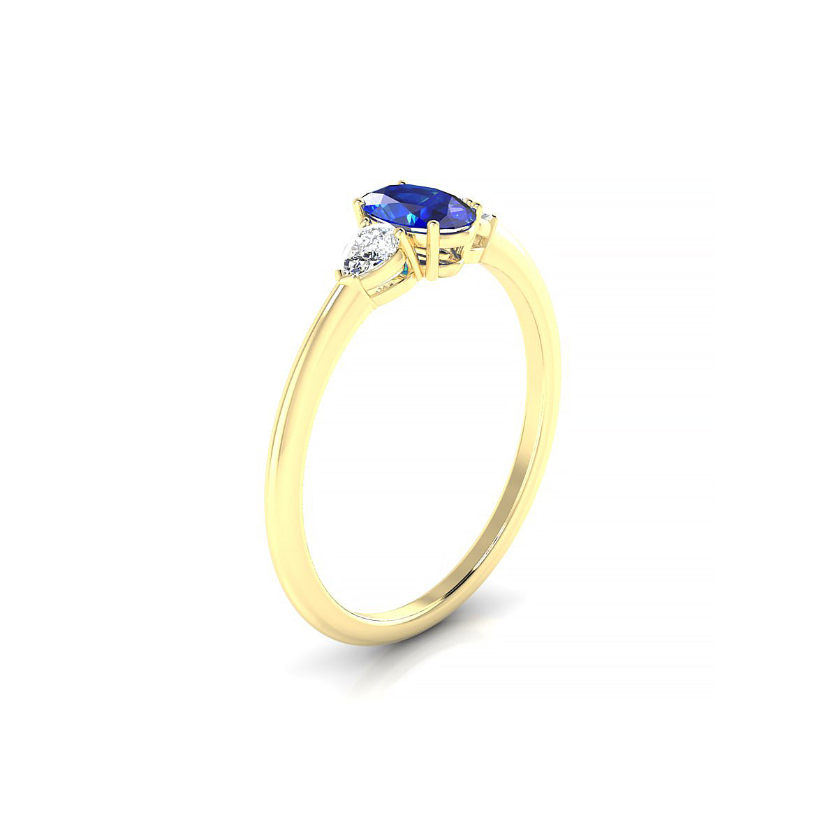 Water | 18k Yellow Gold 6 x 4 mm Oval Sapphire Ring