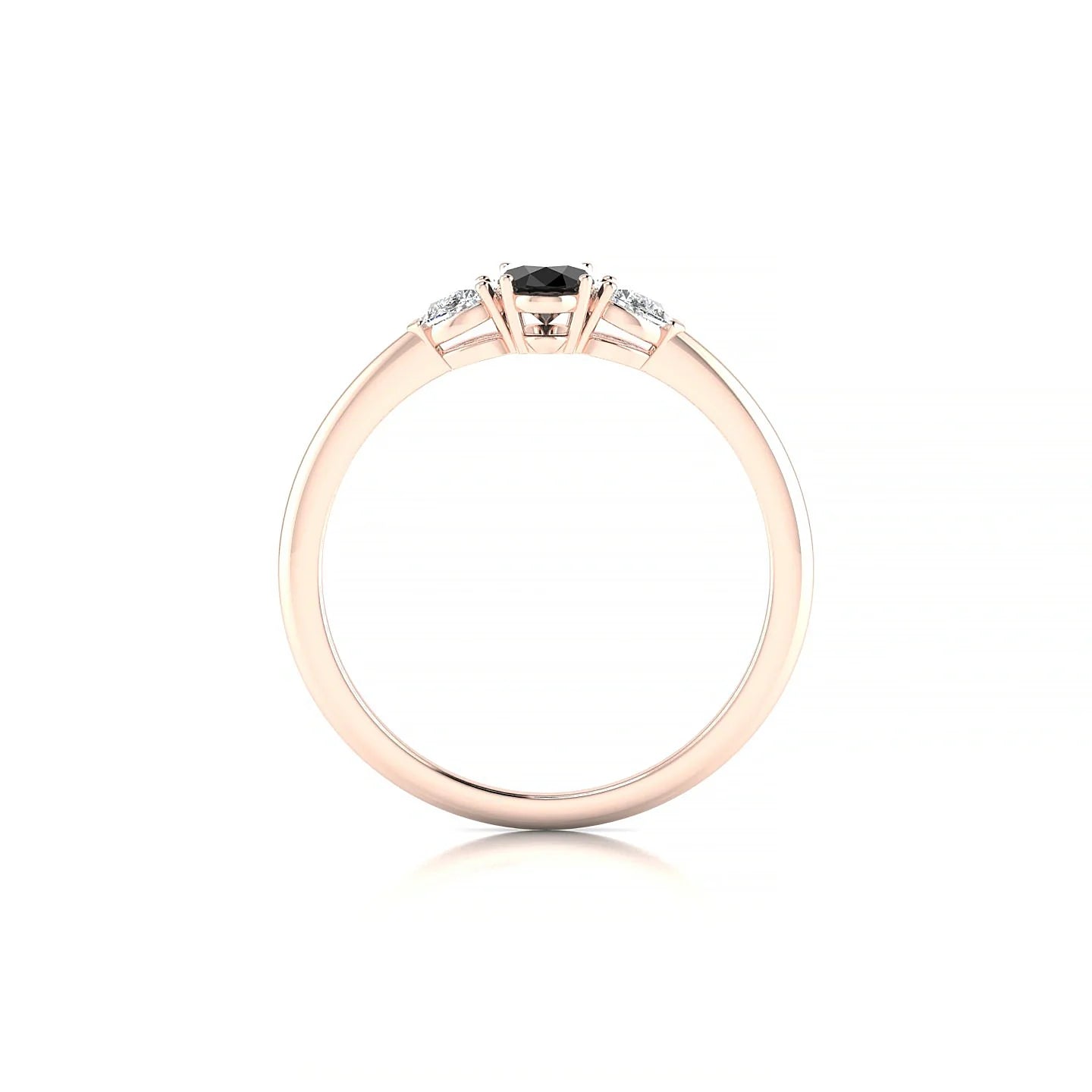 Water | 18k Rose Gold 6 x 4 mm Oval Black Diamond Ring