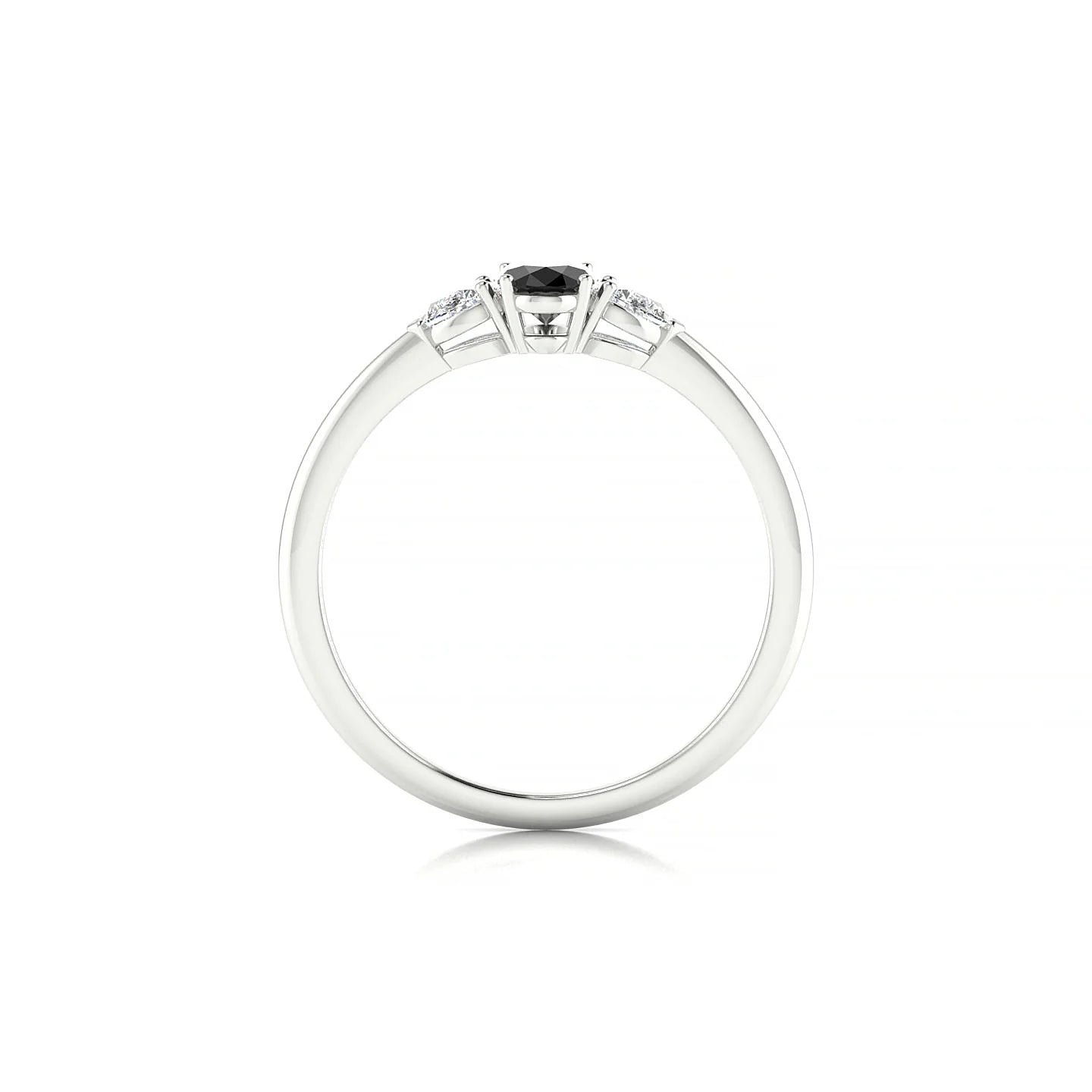 Water | 18k White Gold 6 x 4 mm Oval Black Diamond Ring