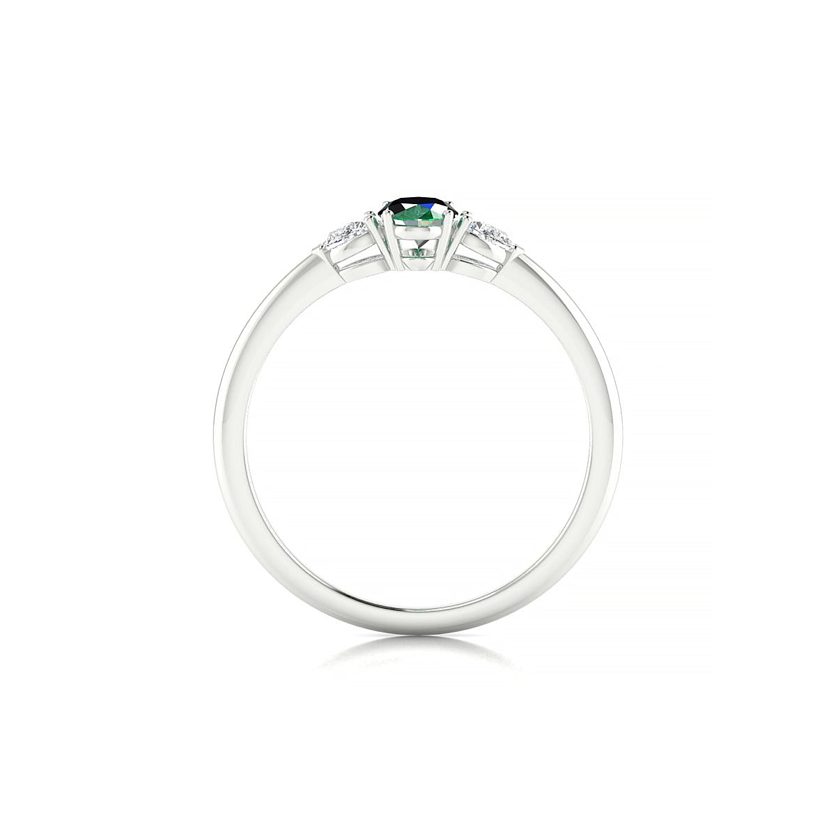 Water | 18k White Gold 6 x 4 mm Oval Emerald Ring