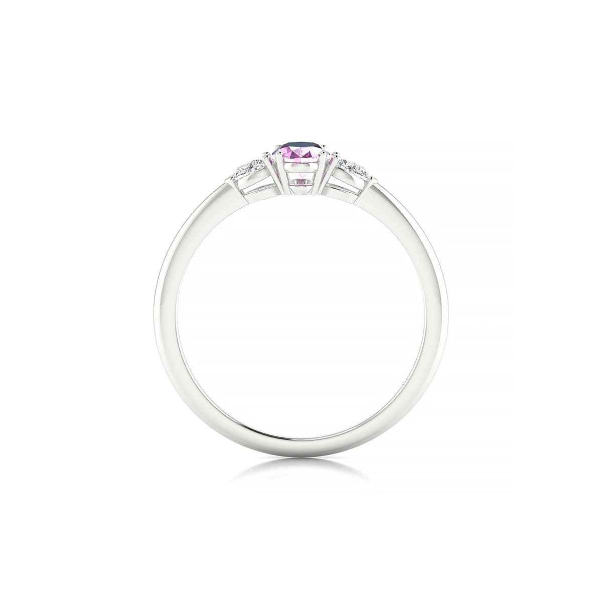 Water | 18k White Gold 6 x 4 mm Oval Pink Sapphire Ring