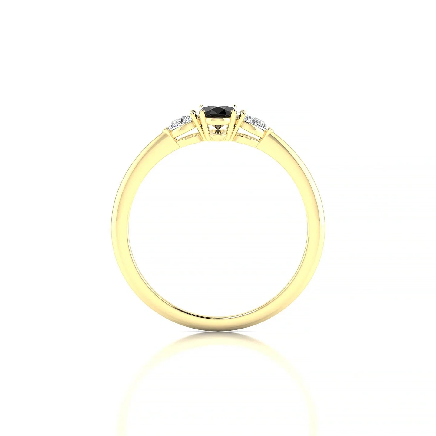 Water | 18k Yellow Gold 6 x 4 mm Oval Black Diamond Ring