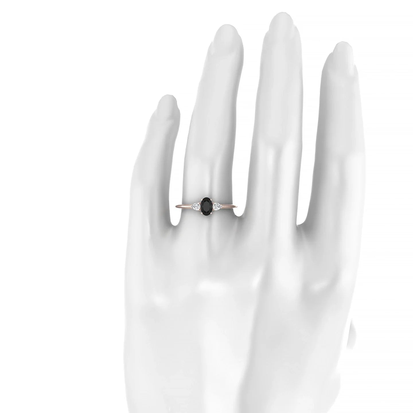 Water | 18k Rose Gold 6 x 4 mm Oval Black Diamond Ring