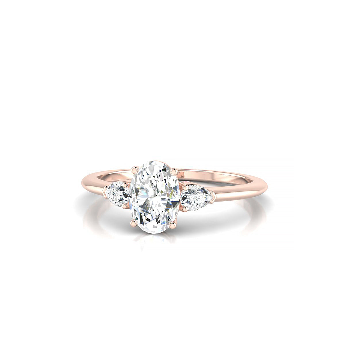 Water | 18k Rose Gold 7 x 5 mm Oval Diamond Ring