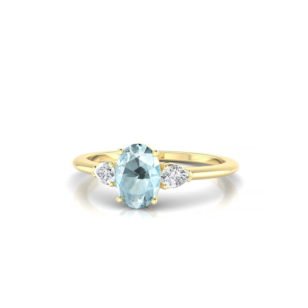 Water | 18k Yellow Gold 7 x 5 mm Oval Aquamarine Ring