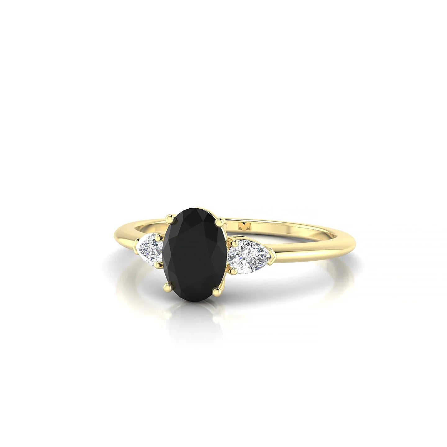 Water | 18k Yellow Gold 7 x 5 mm Oval Black Diamond Ring