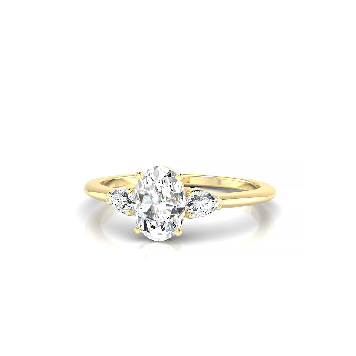Water | 18k Yellow Gold 7 x 5 mm Oval Diamond Ring