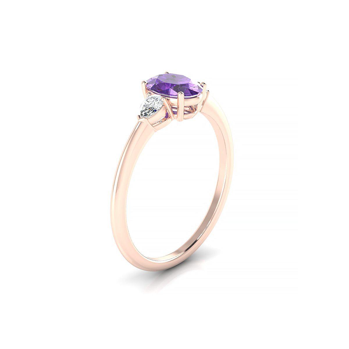 Water | 18k Rose Gold 7 x 5 mm Oval Amethyst Ring