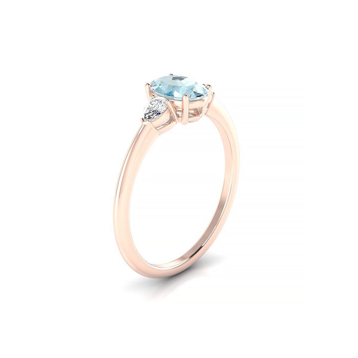 Water | 18k Rose Gold 7 x 5 mm Oval Aquamarine Ring