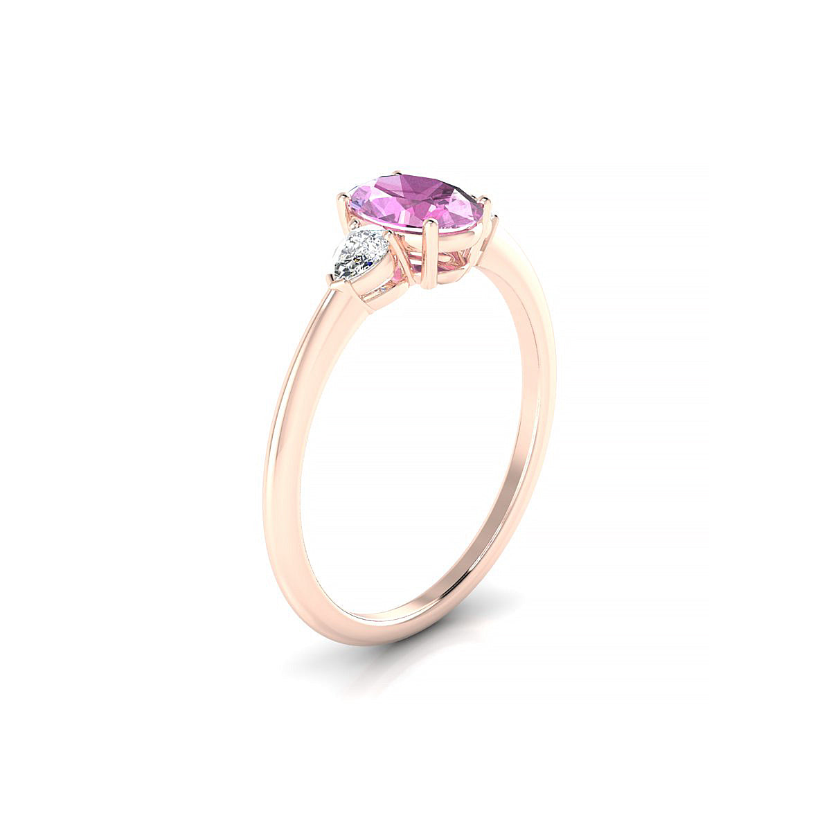 Water | 18k Rose Gold 7 x 5 mm Oval Pink Sapphire Ring