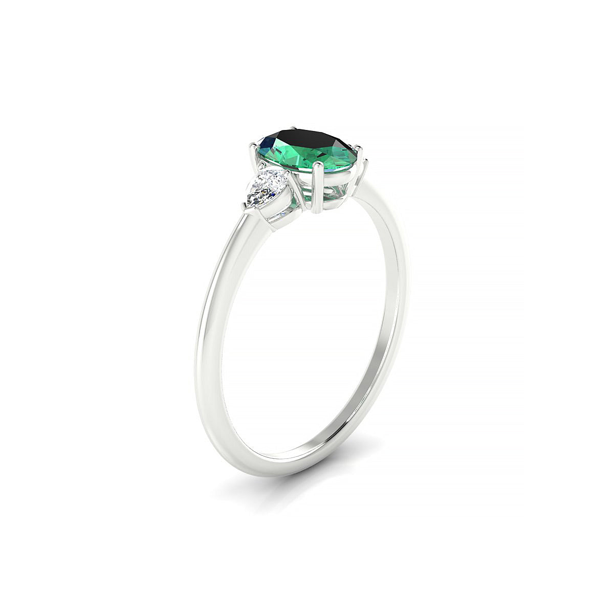 Water | 18k White Gold 7 x 5 mm Oval Emerald Ring