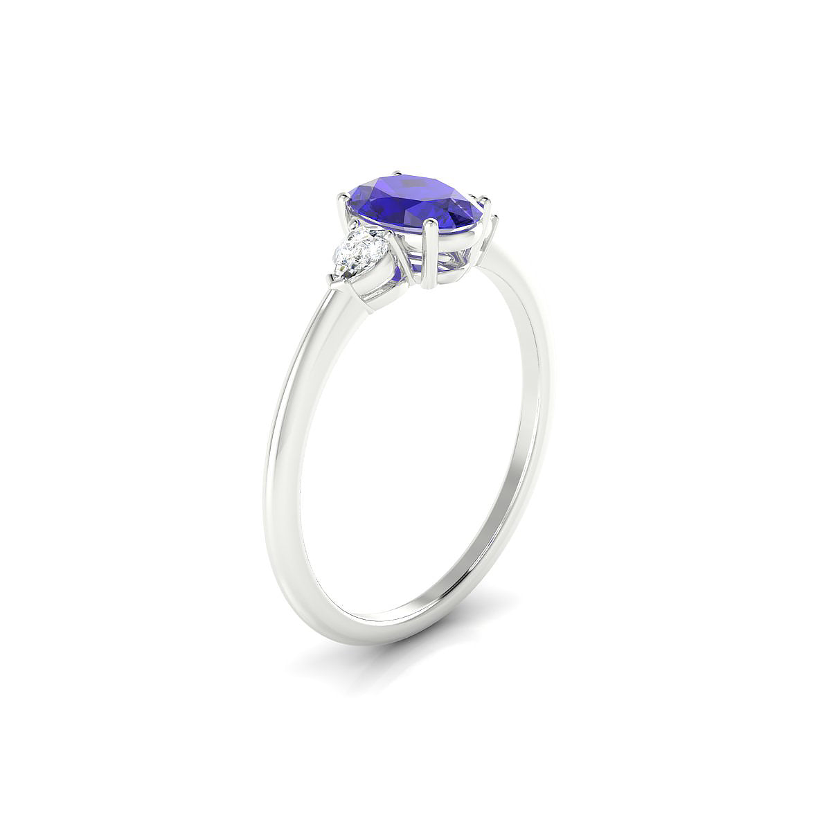 Water | 18k White Gold 7 x 5 mm Oval Tanzanite Ring