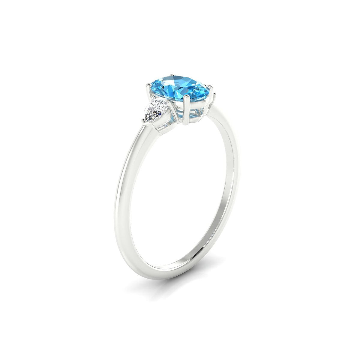 Water | 18k White Gold 7 x 5 mm Oval Topaz Ring