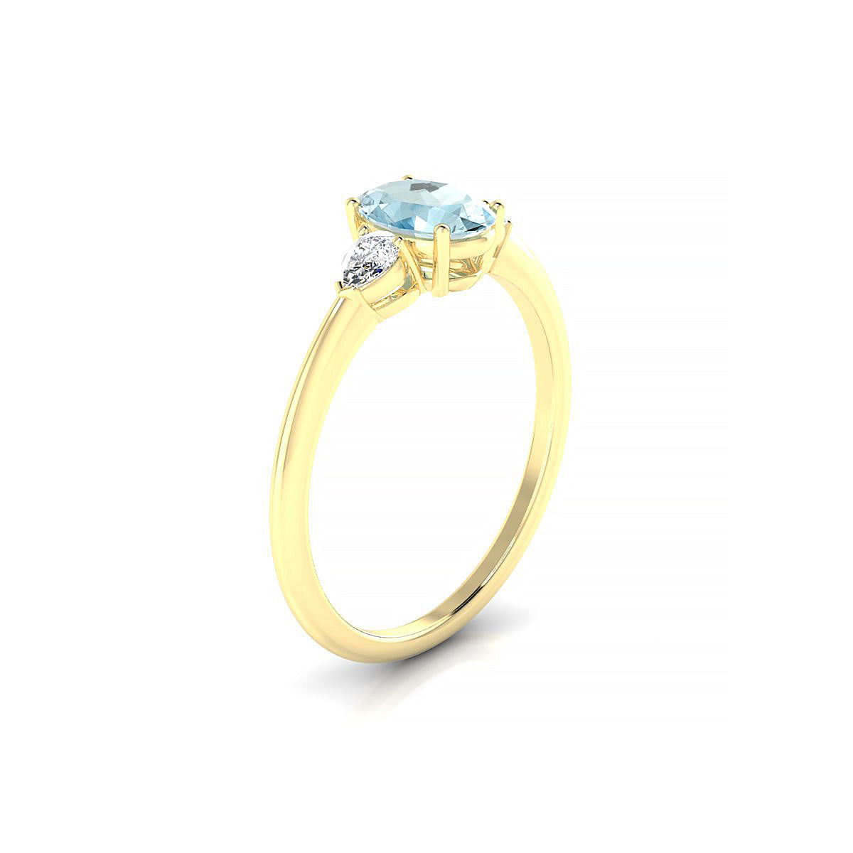 Water | 18k Yellow Gold 7 x 5 mm Oval Aquamarine Ring