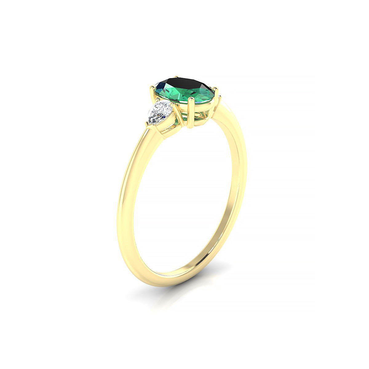Water | 18k Yellow Gold 7 x 5 mm Oval Emerald Ring