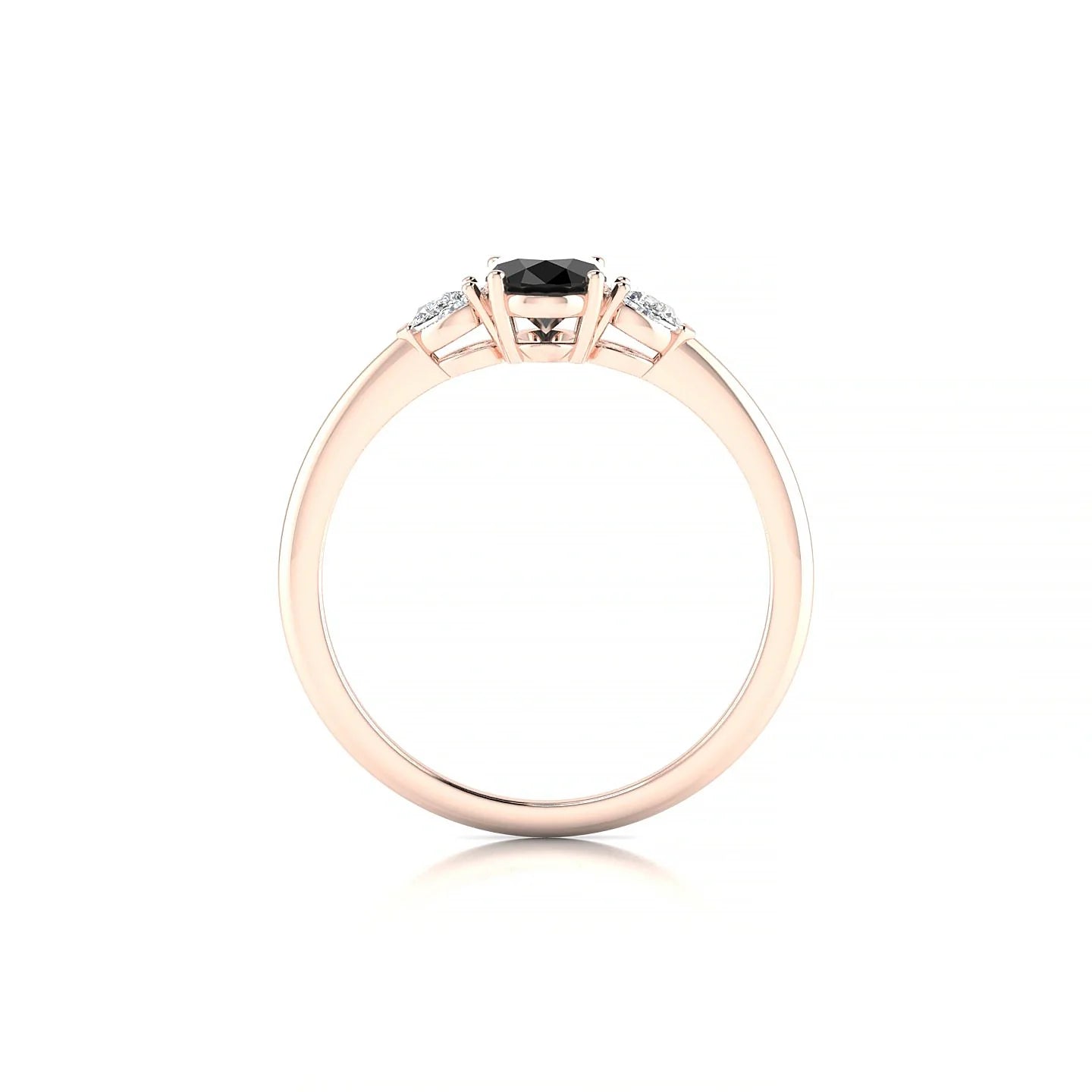 Water | 18k Rose Gold 7 x 5 mm Oval Black Diamond Ring