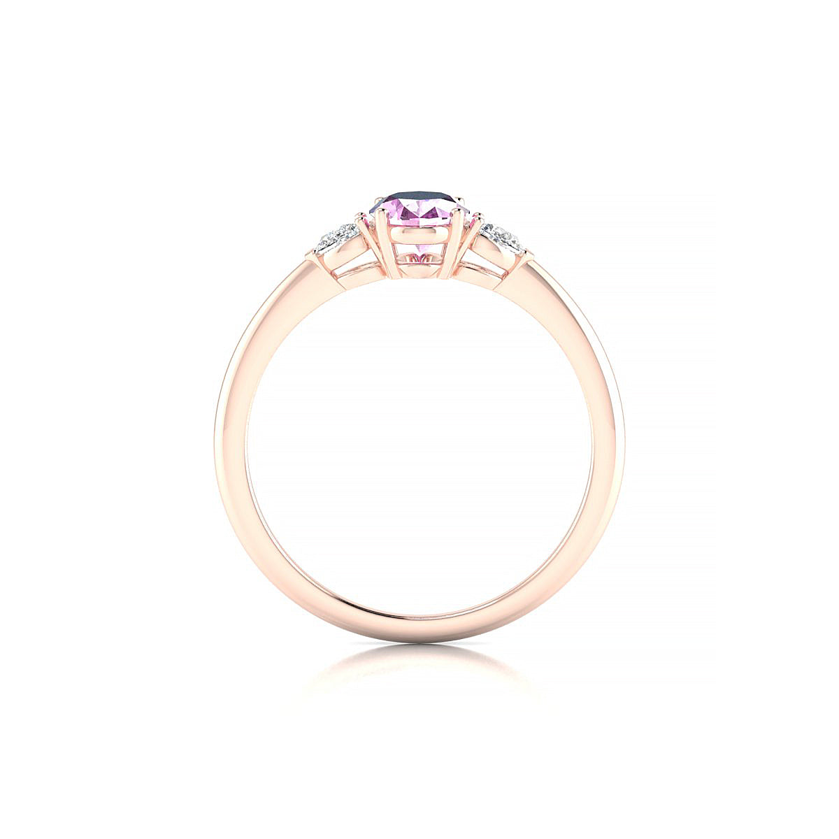 Water | 18k Rose Gold 7 x 5 mm Oval Pink Sapphire Ring