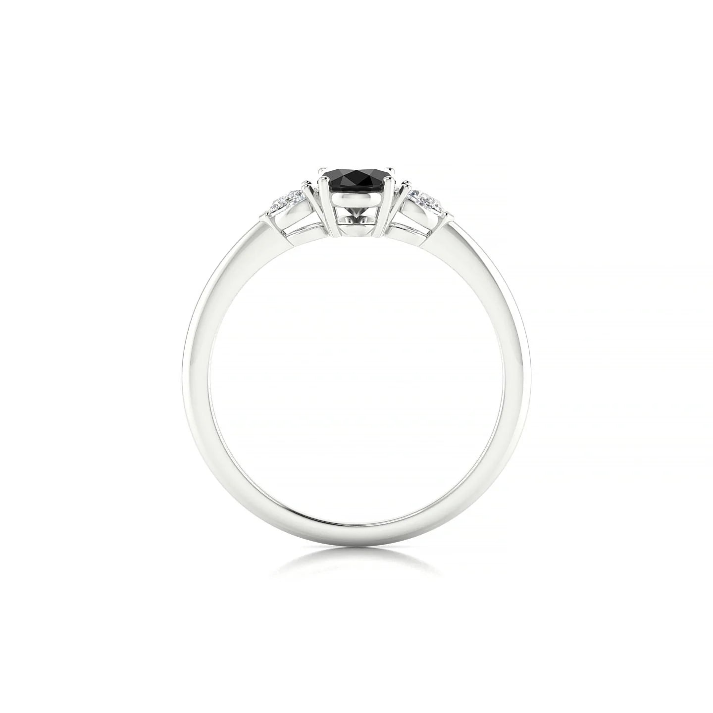 Water | 18k White Gold 7 x 5 mm Oval Black Diamond Ring