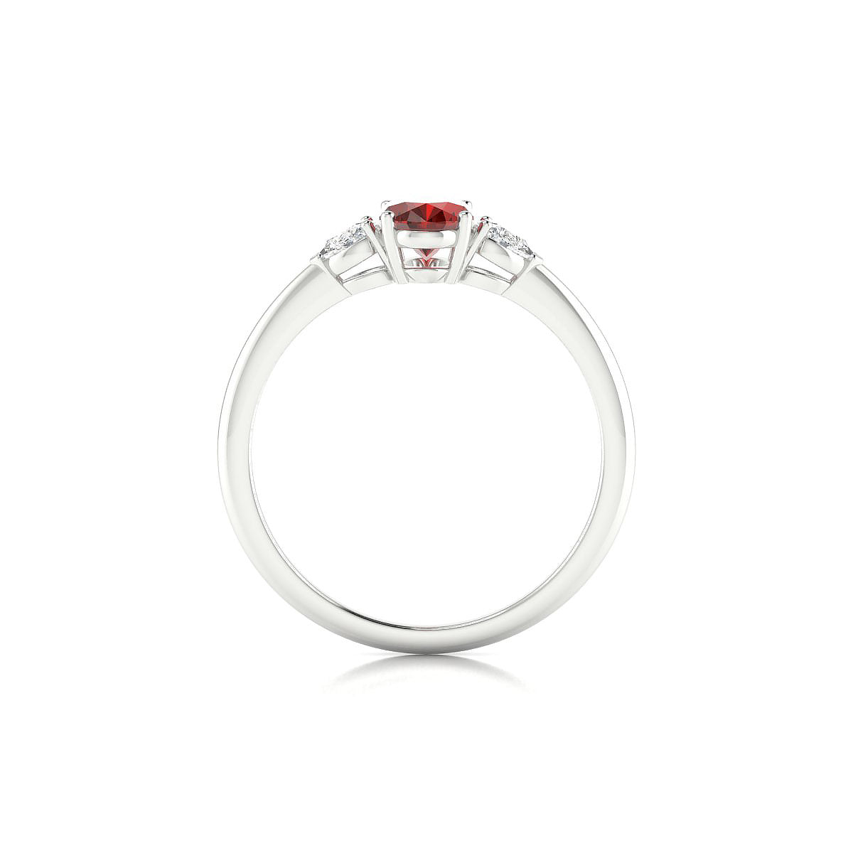 Water | 18k White Gold 7 x 5 mm Oval Garnet Ring